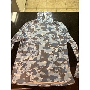 Googan Squad Men's Sz L Long Sleeve Fishing Shirt Hoodie Performance Blue Camo